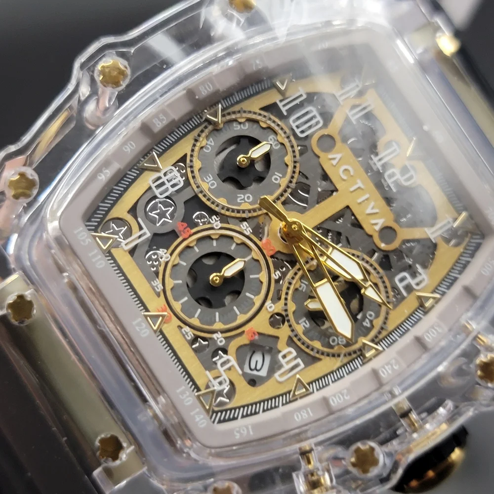 Activa Fury Tranparent Men's Watch Skeleton Dial 44.3mm Chronograph ACW2305-024
